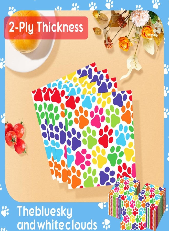 iNINGER 20Pcs Dog Paw Party Napkins,Rainbow Paw Print Dog Napkins Serviettes Tissue for Kids Puppy Dog Themed Birthday Party Supplies,Kids Girls Boys Birthday Party Decorations - Image 4